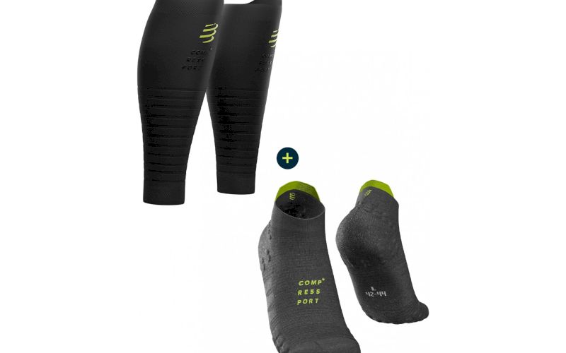 Compressport Pack Pro Racing V 3.0 Run Low Black Edition + R2 Oxygen Black Edition pas cher