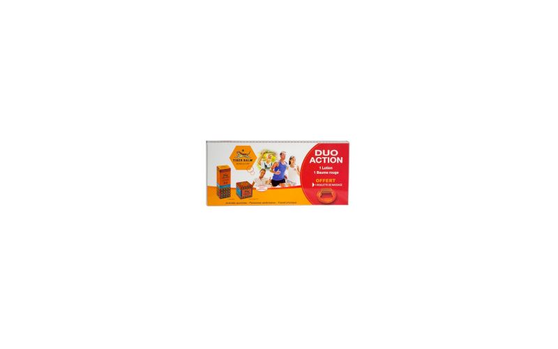 Baume du Tigre Coffret Duo Action 1 lotion + 1 baume rouge + 1 roulette de massage offerte pas cher