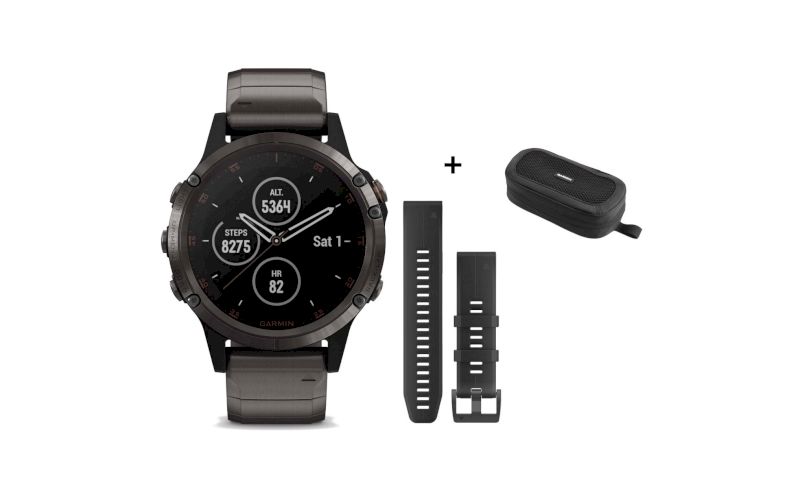 Garmin Fenix 5 Plus Sapphire Titane, pack bracelet et housse pas cher